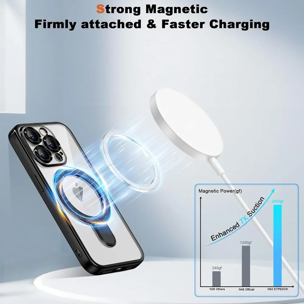 Compatible with iPhone 15 Pro Max Case Invisible Magnetic Ring Stand 6.7